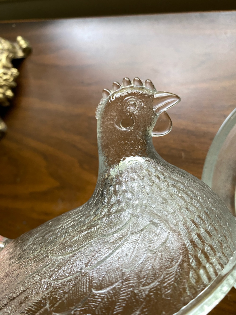 Original Indiana Glass Beadless Stippled Base Hen on A Nest Dish Clear 1930-1940 - Picture 10 of 14